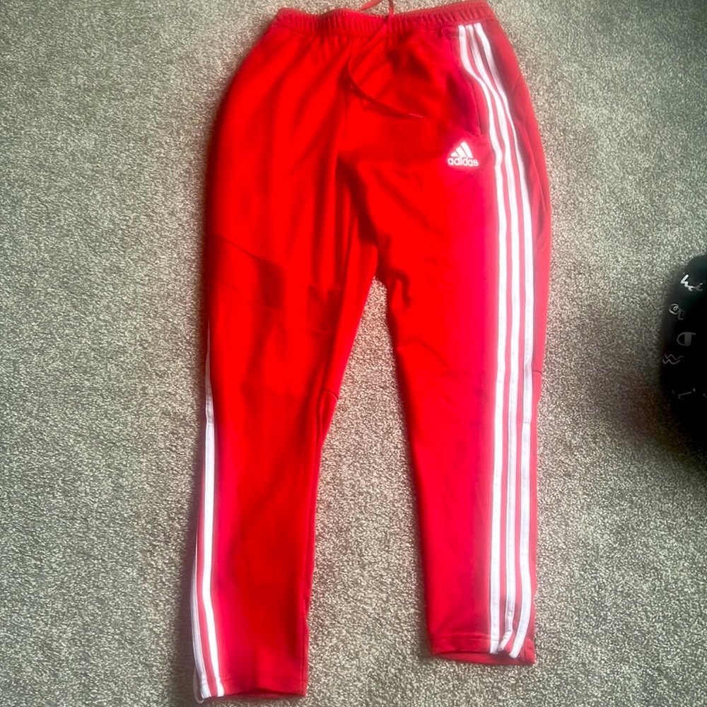 Red Adidas warm up pants